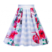 Retro Cotton Floral Print Pleated Skirt High Waist (3) TL